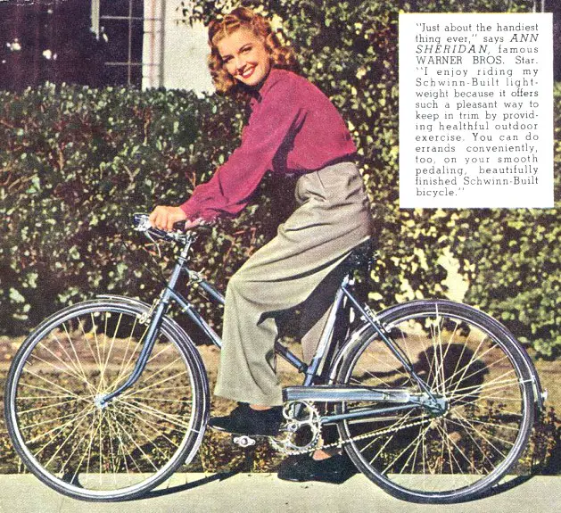 ann sheridan on 1946 ladie schwinn continental