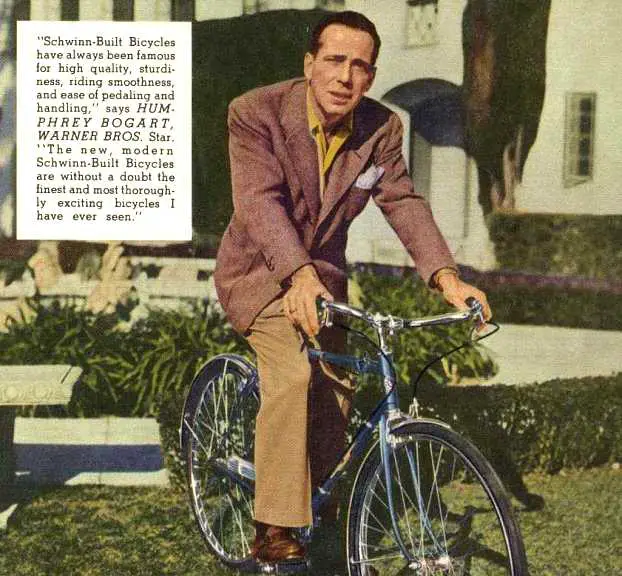 humphrey bogart on a schwinn bike