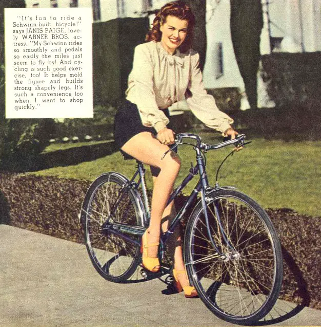 ann sheridan on 1946 ladie schwinn continental