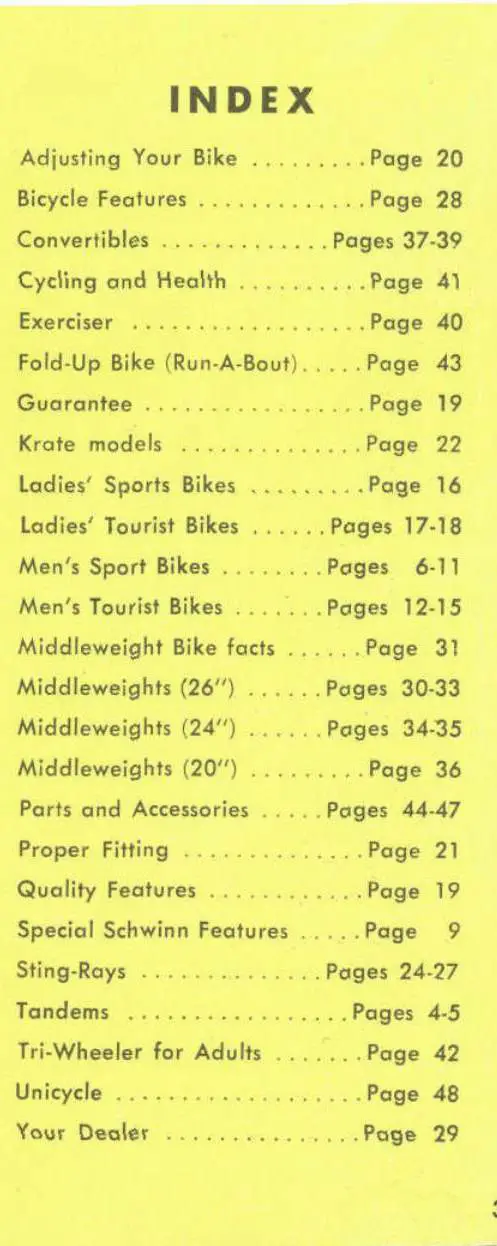 1968 schwinn catalog index 