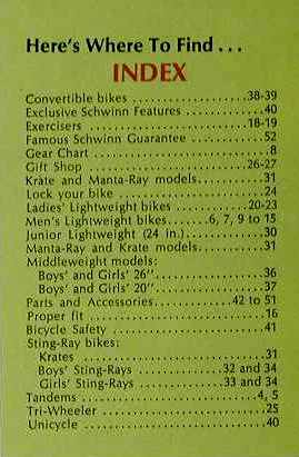 1972 schwinn index