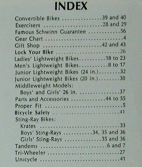 1973 schwinn index