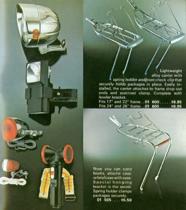 1977 schwinn  accessories lights and holder