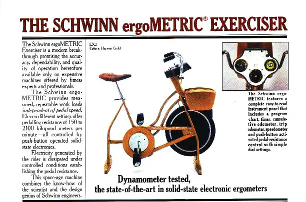 1982 schwinn ergometric exerciser