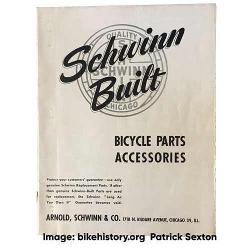 1948 schwinn parts and accessories catalog front cover