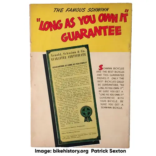 1949 Schwinn Bicycle Book back cover