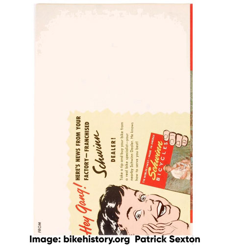 1955 Schwinn consumer catalog back cover