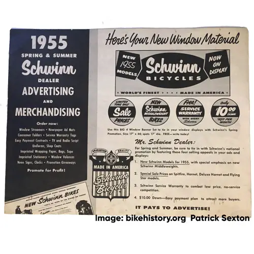 1955 Schwinn sales and promotion catalog detailed page