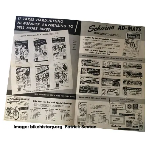 1955 Schwinn sales and promotion catalog interior page