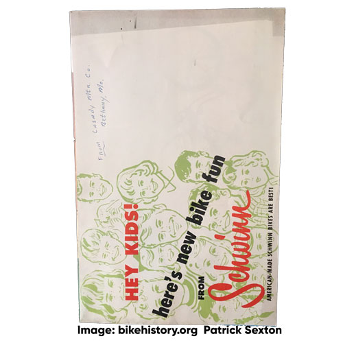 1957 Schwinn consumer catalog back cover