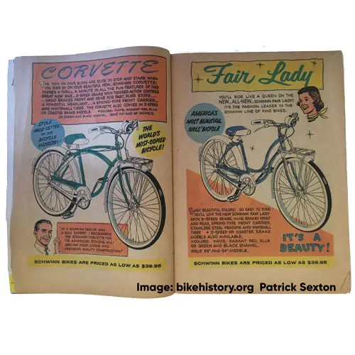 1959 Schwinn bike thrills comic book interior page