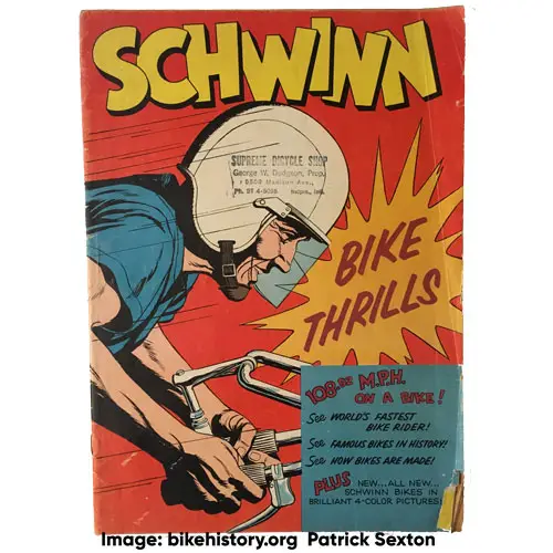 1959 schwinn bike thrills comic book front cover