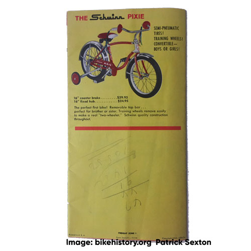 1960 Schwinn consumer catalog back cover