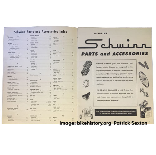 1960 Schwinn parts and accessories catalog intro pages