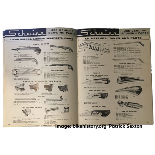 1960 Schwinn parts and accessories catalog interior page