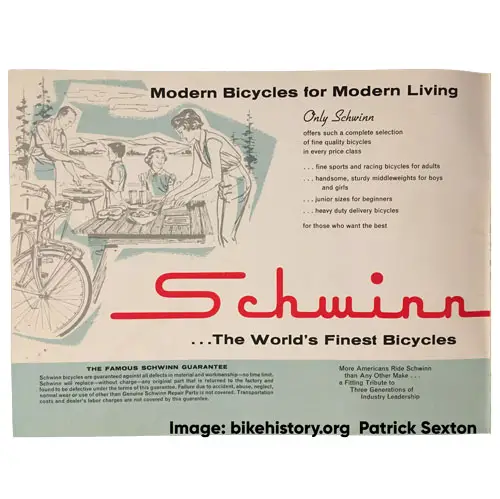1961 Schwinn dealer catalog table of contents