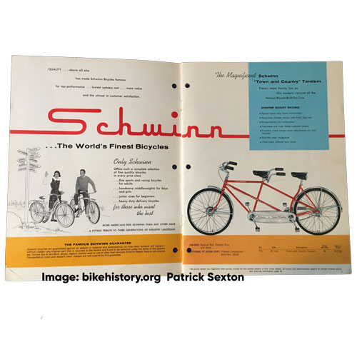 1962 Schwinn dealer catalog table of contents
