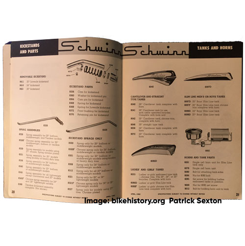 1962 Schwinn parts and accessories catalog interior page