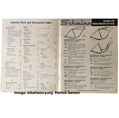 1962 Schwinn parts and accessories catalog intro pages