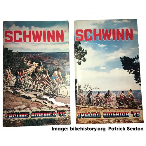 1975 Schwinn consumer catalog front cover versions