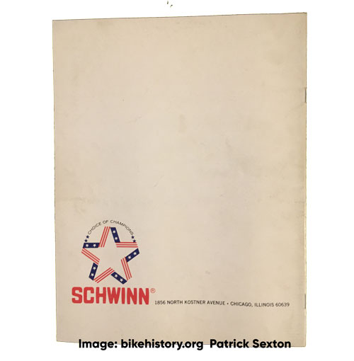 1975 Schwinn Paramount Specifications back cover