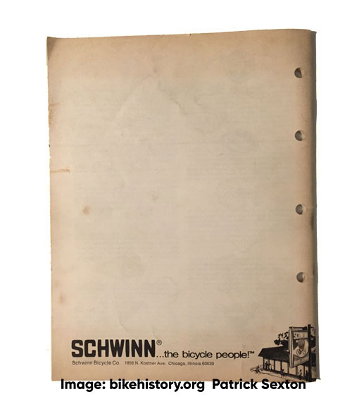 1975 Schwinn product guide back cover