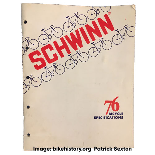 1976 schwinn bicycle specifications front cover