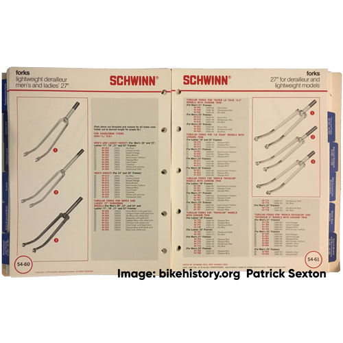 1976 Schwinn parts and accessories catalog interior page