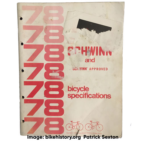 1978 schwinn bicycle specifications front cover