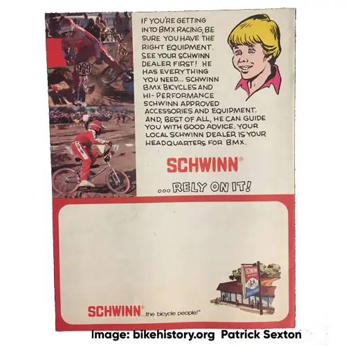 1978 Schwinn BMX catalog back cover