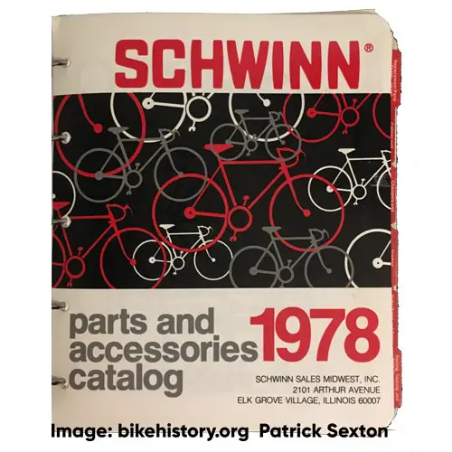 1978 schwinn parts and accessories catalog front cover