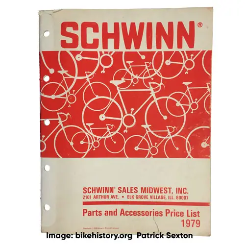 1979 schwinn parts and accessories pricelist front cover