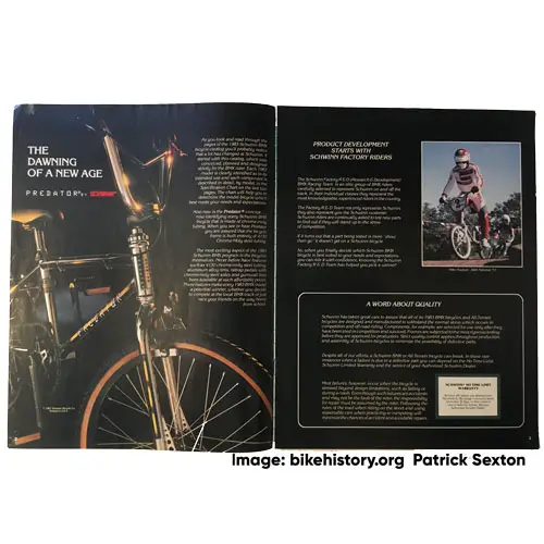 1983 Schwinn BMX bicycles catalog table of contents
