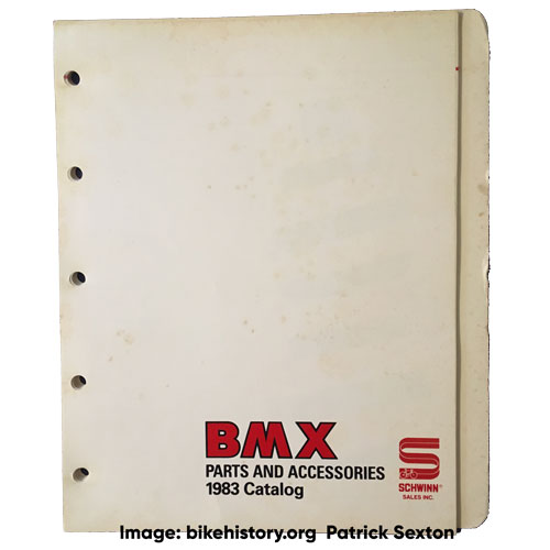 1983 Schwinn BMX parts and accessories catalog table of contents