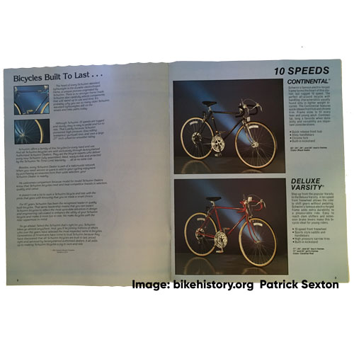 1983 Schwinn family bicycles catalog table of contents
